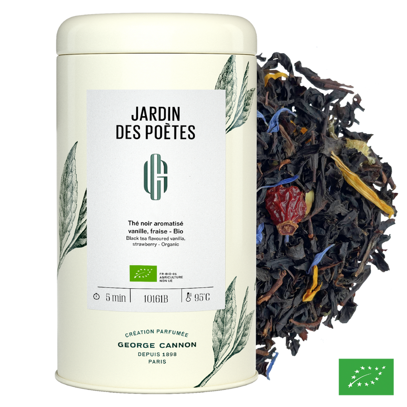 JARDIN DES POÈTES - Thé noir aromatisé vanille, fraise - Bio
