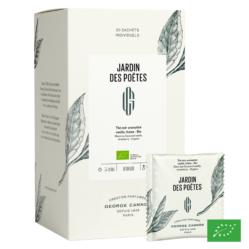 JARDIN DES POÈTES - Thé noir aromatisé vanille, fraise - Bio