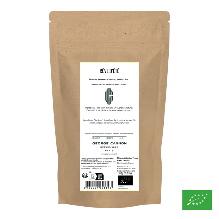 RÊVE D’ÉTÉ - Thé noir aromatisé abricot, pêche - Bio