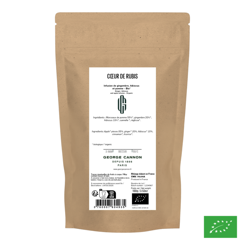 CŒUR DE RUBIS - Infusion de gingembre, hibiscus et pomme - Bio