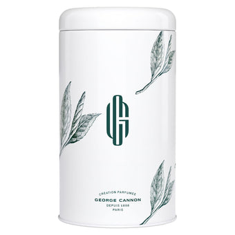 BOÎTE MÉTAL 100 g - Motif feuilles vert mousson