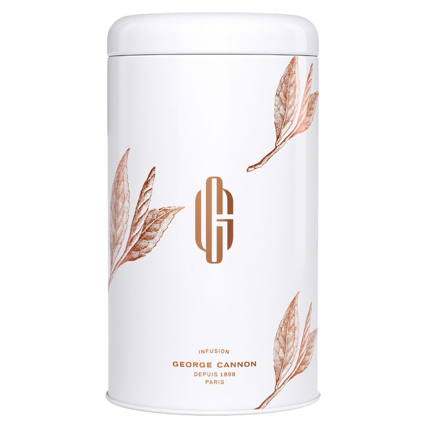 BOÎTE MÉTAL 100 g - Motif feuilles cuivre